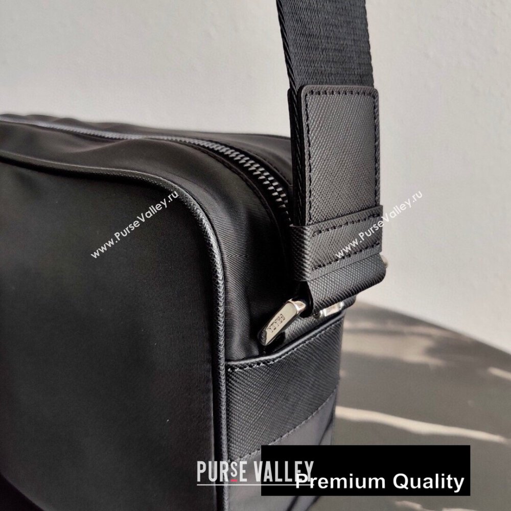 Prada Nylon and Saffiano Leather Messenger Bag with Strap 2VH048 Black 2020 (ziyin-20080404)