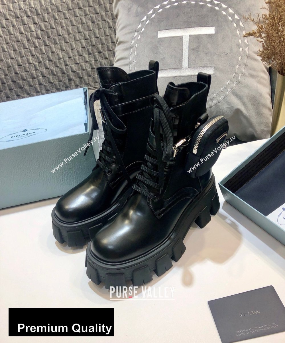 Prada Brushed Rois Leather and Nylon Boots with Removable Nylon Pouches 2020 (jincheng-20080325)