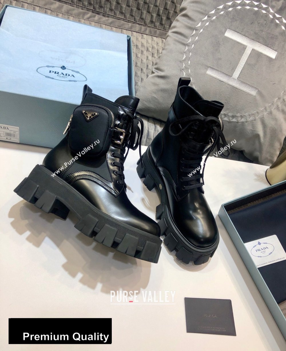 Prada Brushed Rois Leather and Nylon Boots with Removable Nylon Pouches 2020 (jincheng-20080325)