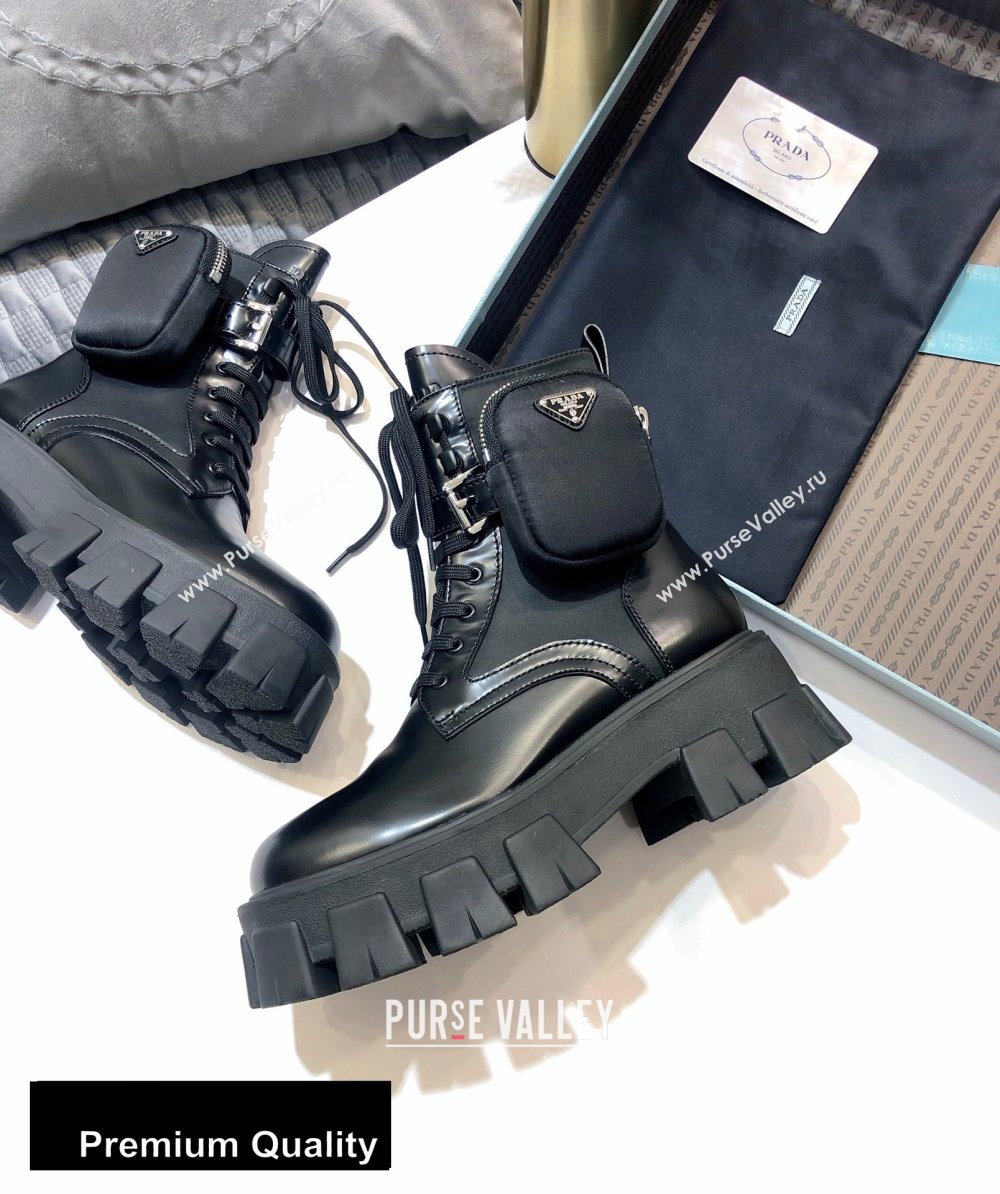 Prada Brushed Rois Leather and Nylon Boots with Removable Nylon Pouches 2020 (jincheng-20080325)