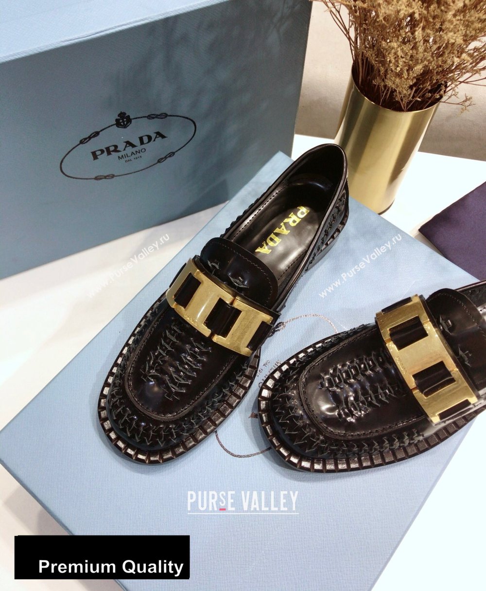 Prada Braided Leather Loafers Black 2020 (jincheng-20080323)