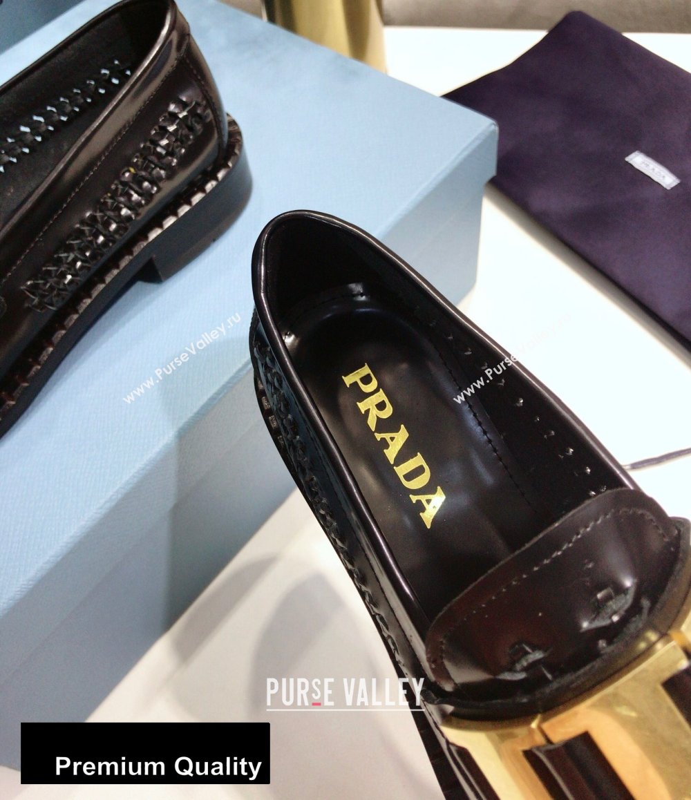 Prada Braided Leather Loafers Black 2020 (jincheng-20080323)