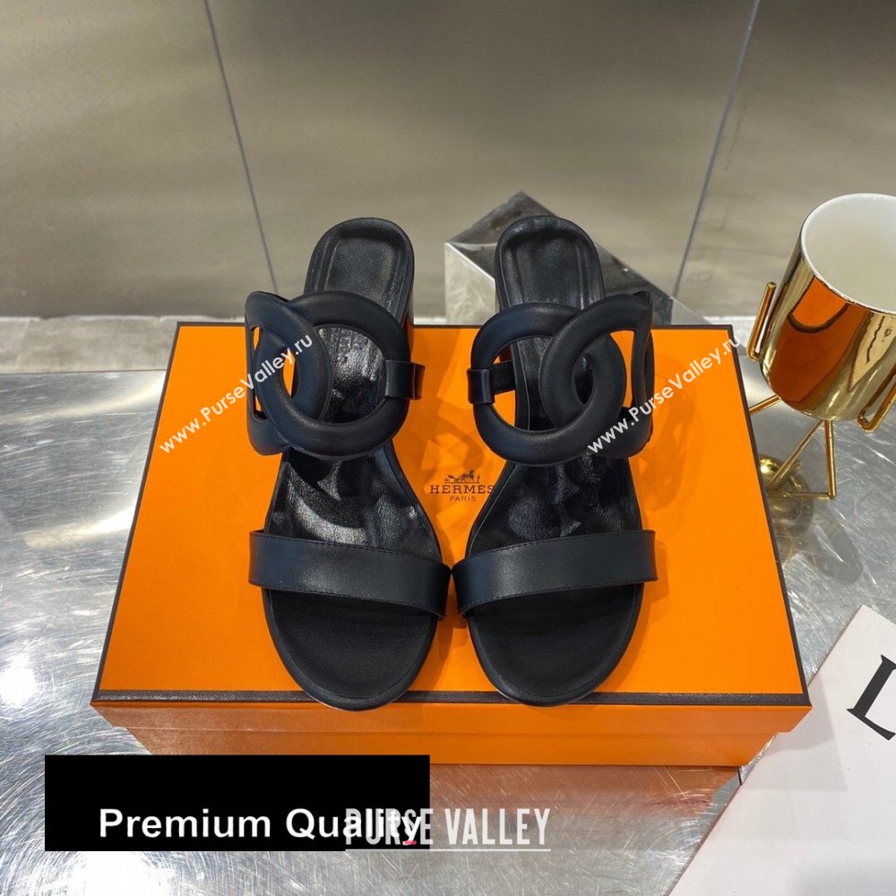 Hermes Heel 5cm Bikini Sandals Black 2020 (modeng-20080407)