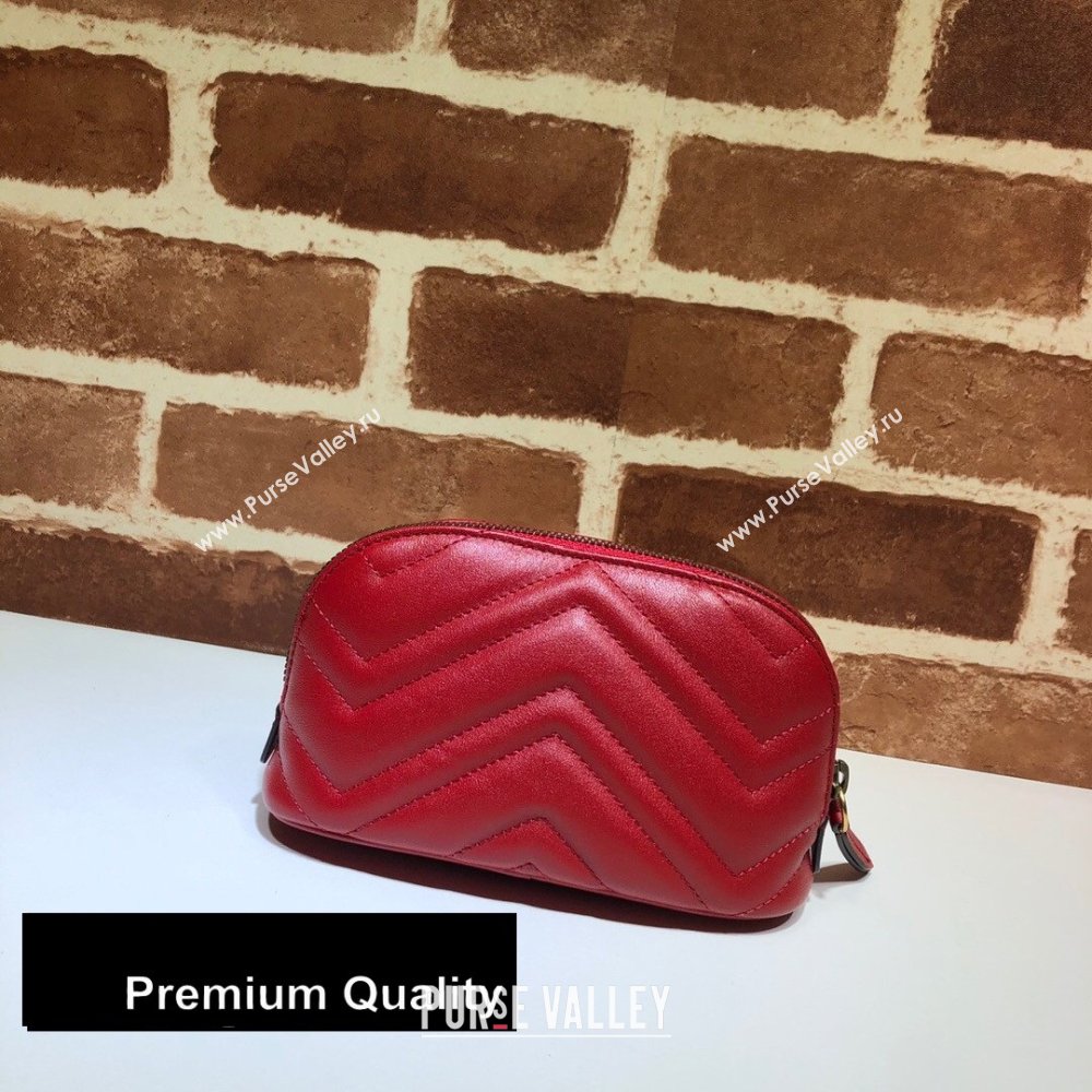 Gucci Leather GG Marmont Medium Cosmetic Case Bag 625544 Red 2020 (delihang-20080402)