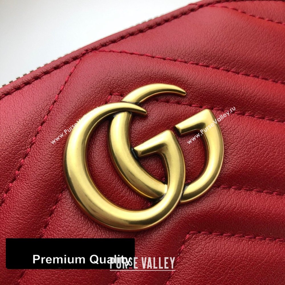 Gucci Leather GG Marmont Medium Cosmetic Case Bag 625544 Red 2020 (delihang-20080402)