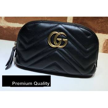 Gucci Leather GG Marmont Medium Cosmetic Case Bag 625544 Black 2020 (delihang-20080401)