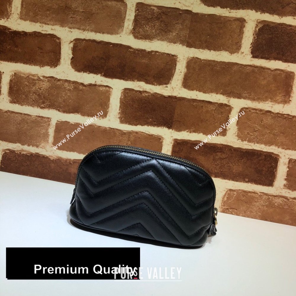 Gucci Leather GG Marmont Medium Cosmetic Case Bag 625544 Black 2020 (delihang-20080401)