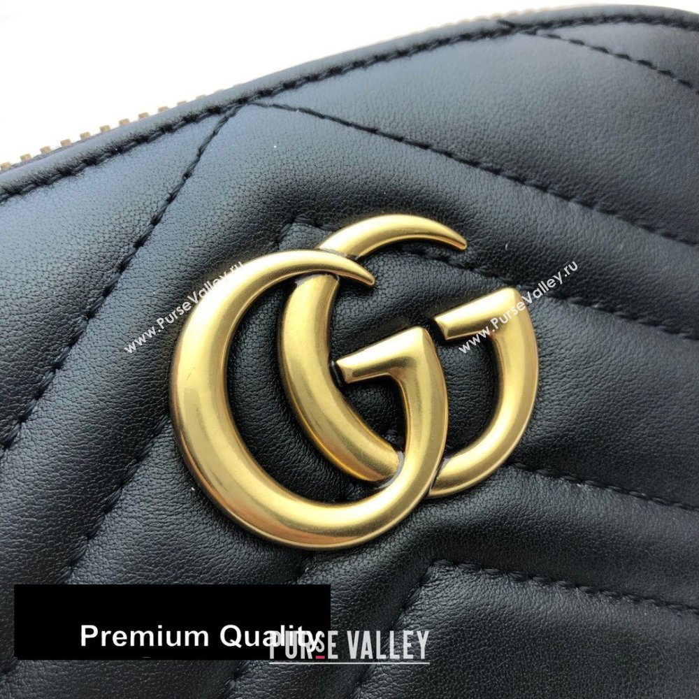 Gucci Leather GG Marmont Medium Cosmetic Case Bag 625544 Black 2020 (delihang-20080401)