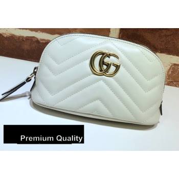Gucci Leather GG Marmont Medium Cosmetic Case Bag 625544 White 2020 (delihang-20080403)