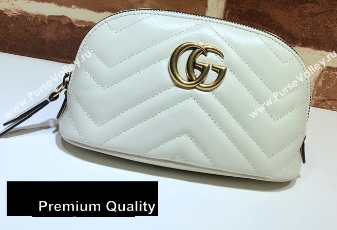 Gucci Leather GG Marmont Medium Cosmetic Case Bag 625544 White 2020 (delihang-20080403)