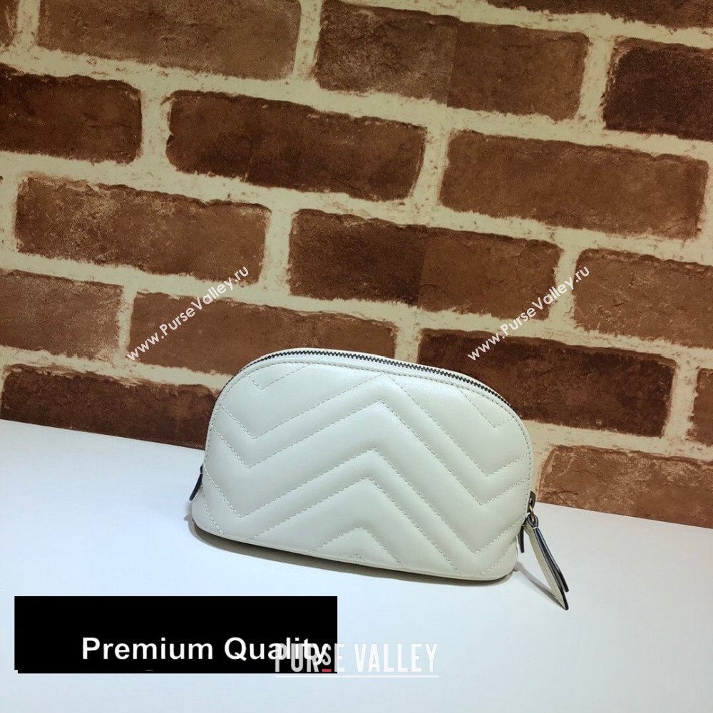 Gucci Leather GG Marmont Medium Cosmetic Case Bag 625544 White 2020 (delihang-20080403)