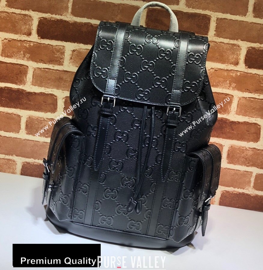 Gucci GG Embossed Backpack Bag 625770 Black 2020 (delihang-20080410)