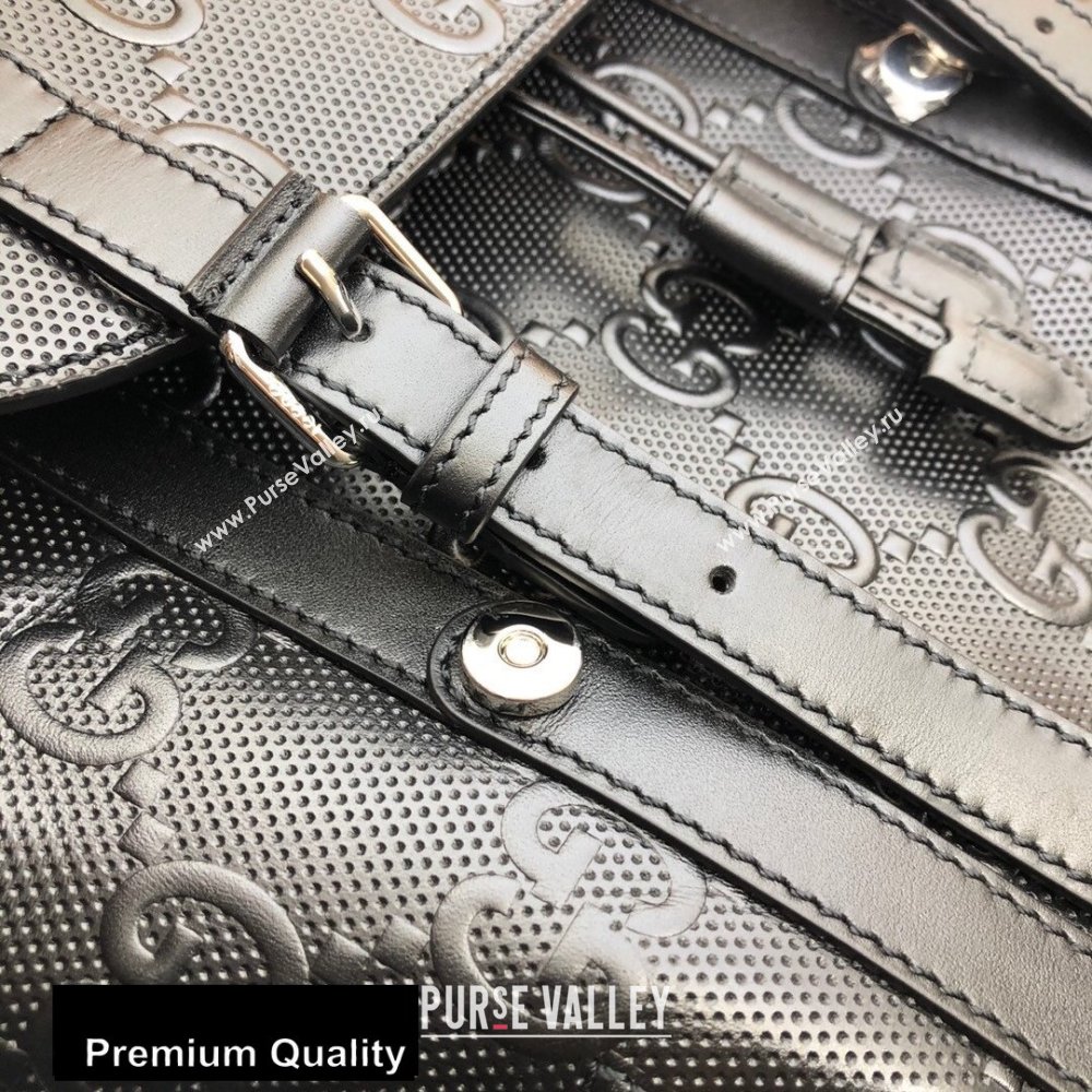 Gucci GG Embossed Backpack Bag 625770 Black 2020 (delihang-20080410)