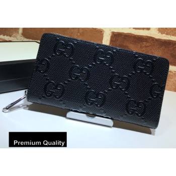 Gucci GG Embossed Zip Around Wallet 625558 Black 2020 (delihang-20080414)