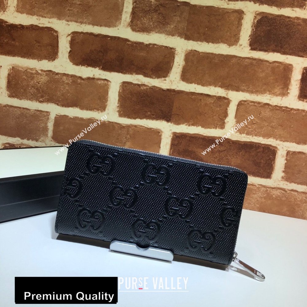 Gucci GG Embossed Zip Around Wallet 625558 Black 2020 (delihang-20080414)