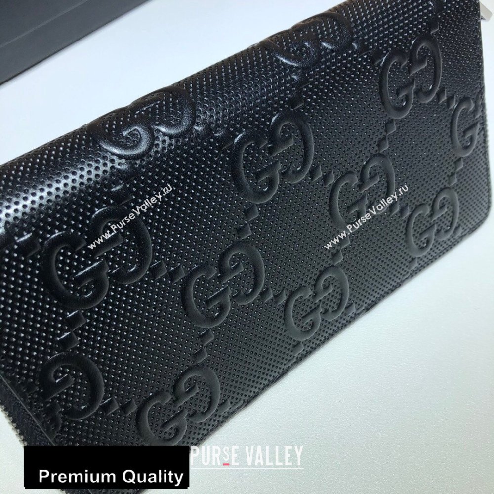 Gucci GG Embossed Zip Around Wallet 625558 Black 2020 (delihang-20080414)