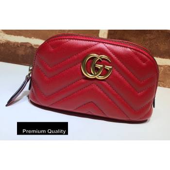 Gucci Leather GG Marmont Medium Cosmetic Case Bag 625544 Red 2020 (delihang-20080402)