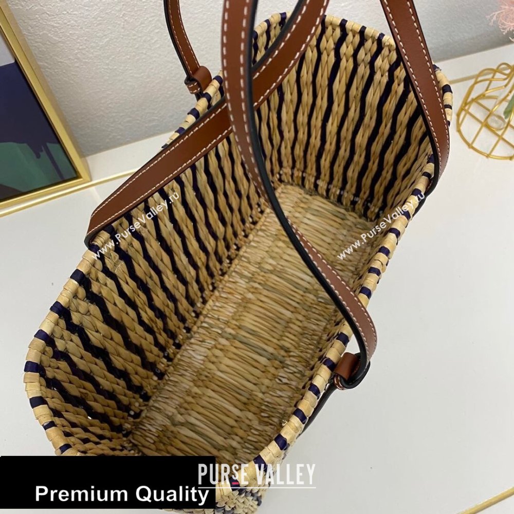 Loewe Medium Square Basket bag in reed and calfskin (nana-20080519)
