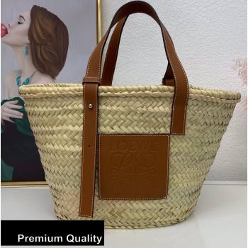 Loewe Medium Basket bag in palm leaf and calfskin (nana-20080515)