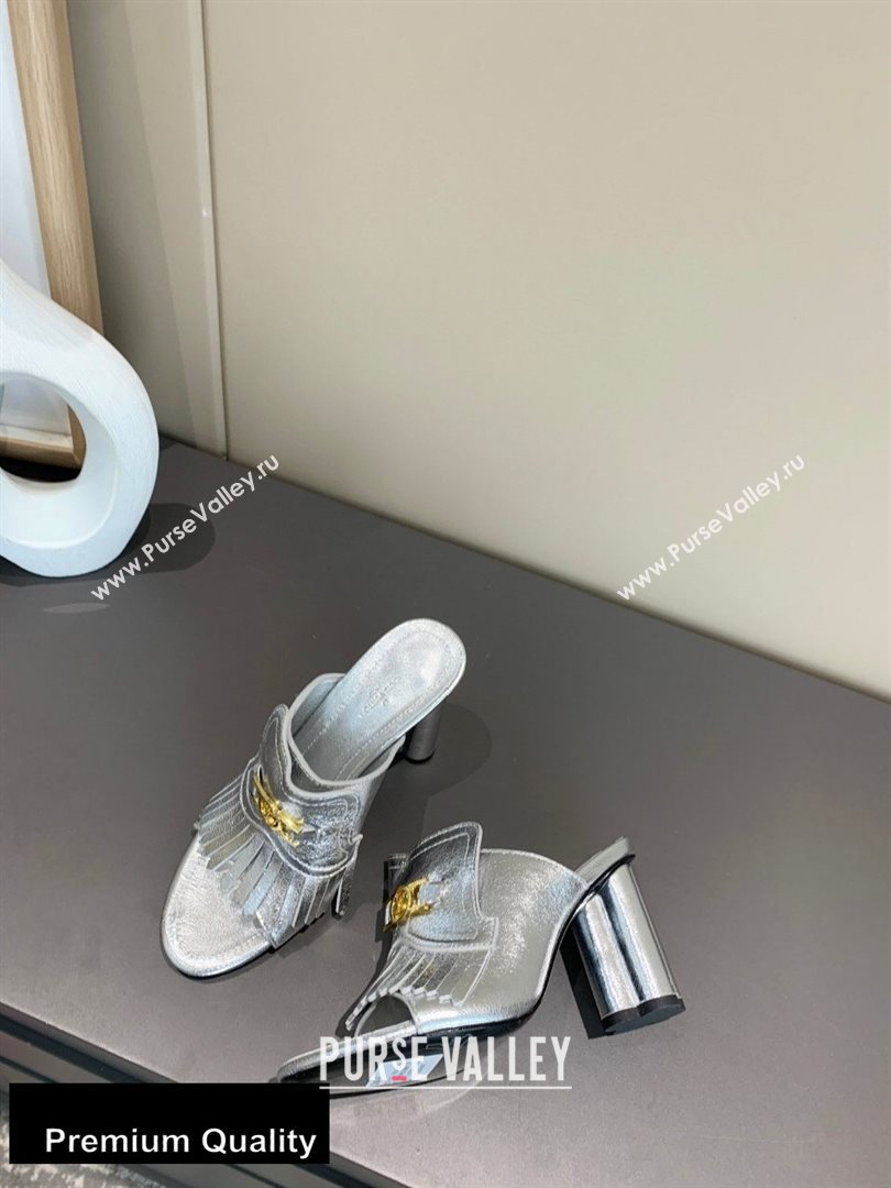 Louis Vuitton Heel 10cm Dauphine Indiana Mules Silver 2020 (modeng-20081322)
