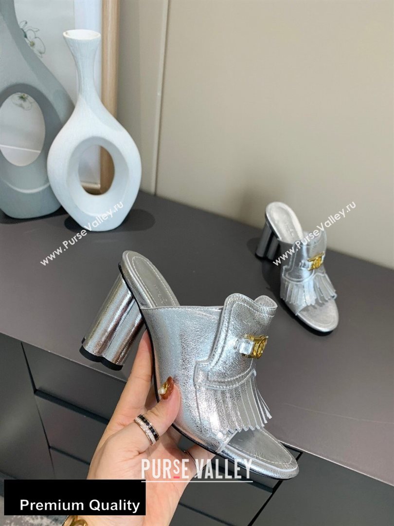 Louis Vuitton Heel 10cm Dauphine Indiana Mules Silver 2020 (modeng-20081322)