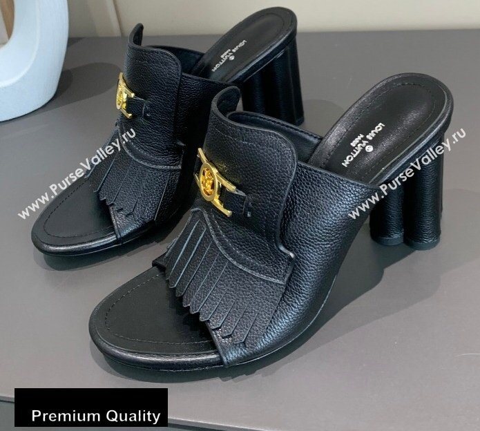 Louis Vuitton Heel 10cm Dauphine Indiana Mules Black 2020 (modeng-20081314)