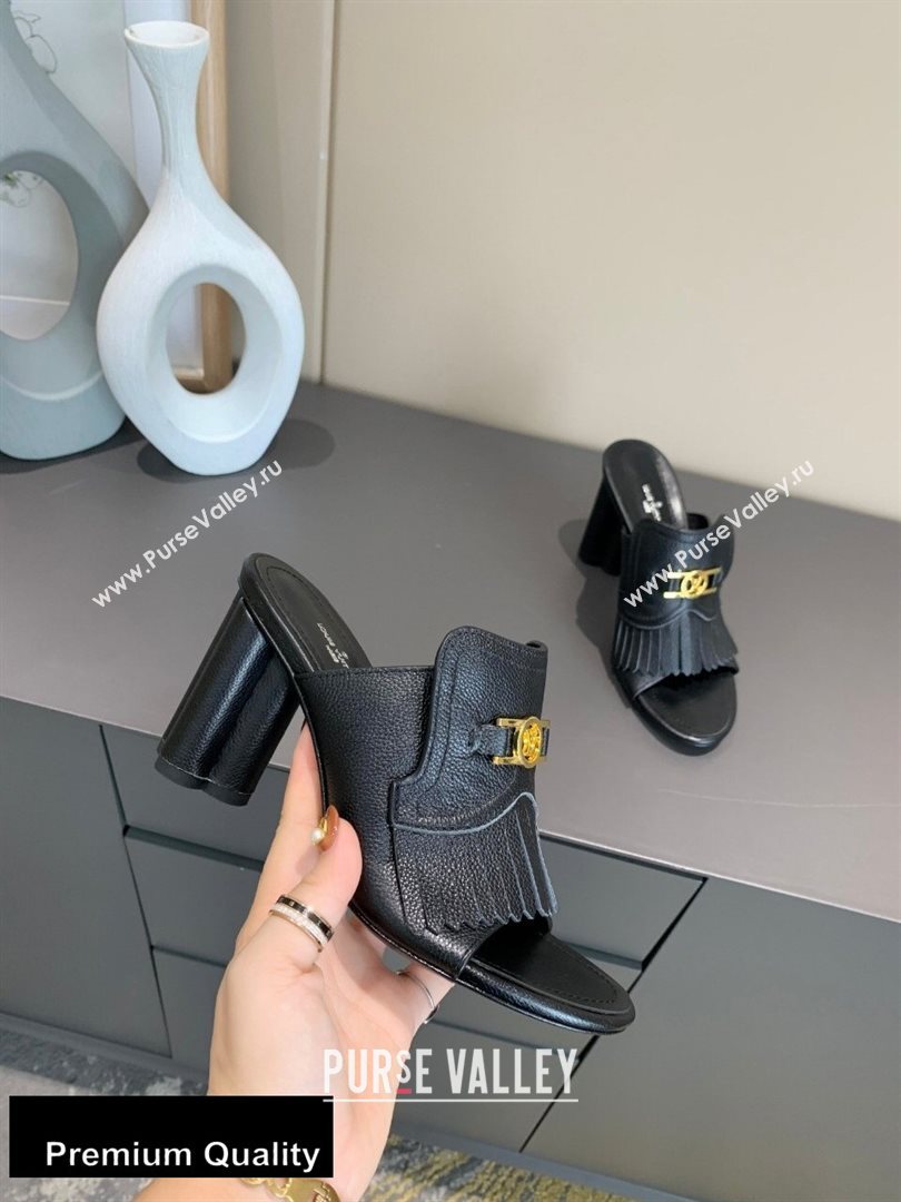 Louis Vuitton Heel 10cm Dauphine Indiana Mules Black 2020 (modeng-20081314)