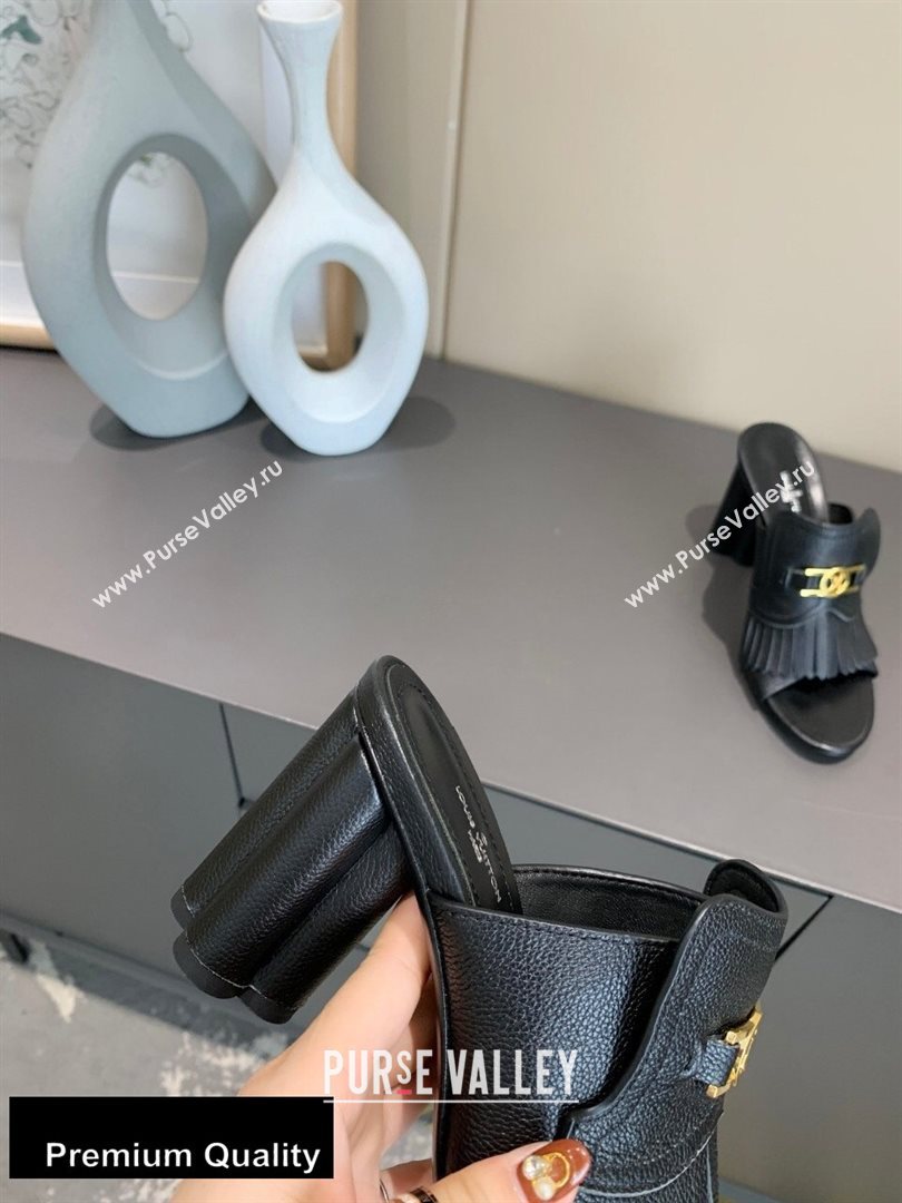 Louis Vuitton Heel 10cm Dauphine Indiana Mules Black 2020 (modeng-20081314)