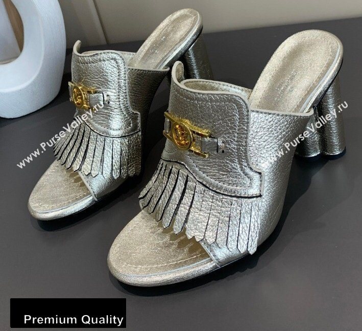 Louis Vuitton Heel 10cm Dauphine Indiana Mules Light Gold 2020 (modeng-20081321)