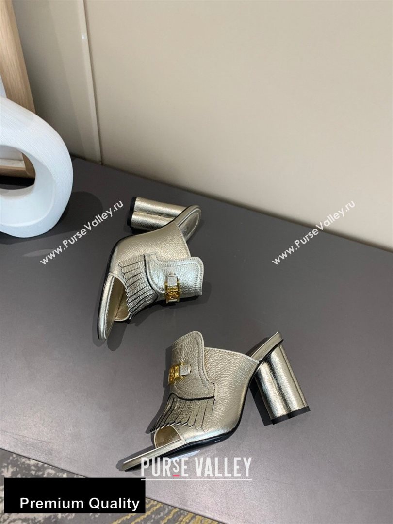 Louis Vuitton Heel 10cm Dauphine Indiana Mules Light Gold 2020 (modeng-20081321)