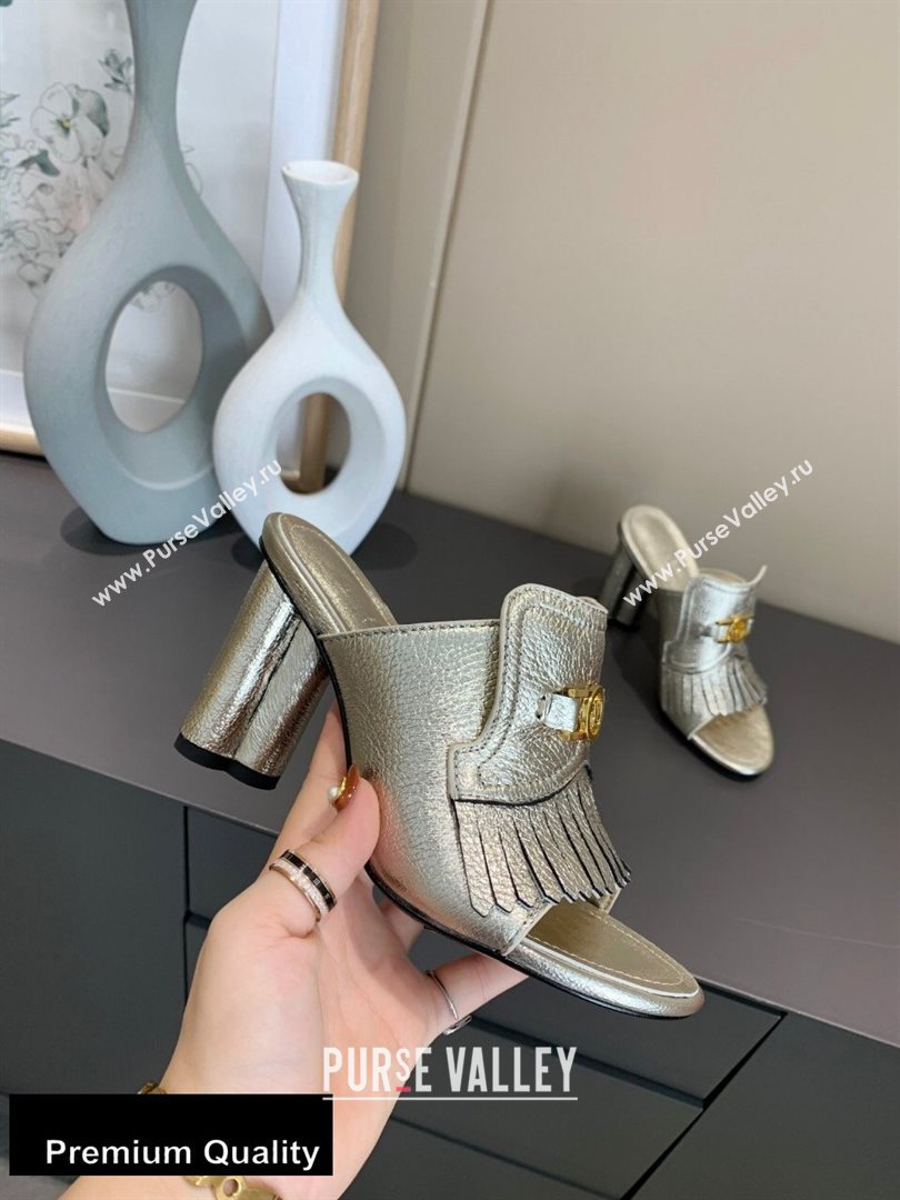 Louis Vuitton Heel 10cm Dauphine Indiana Mules Light Gold 2020 (modeng-20081321)