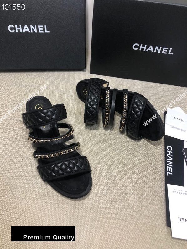 Chanel Heel 4.5cm Lambskin Chain Mules Black 2020 (gaozitai-20081421)