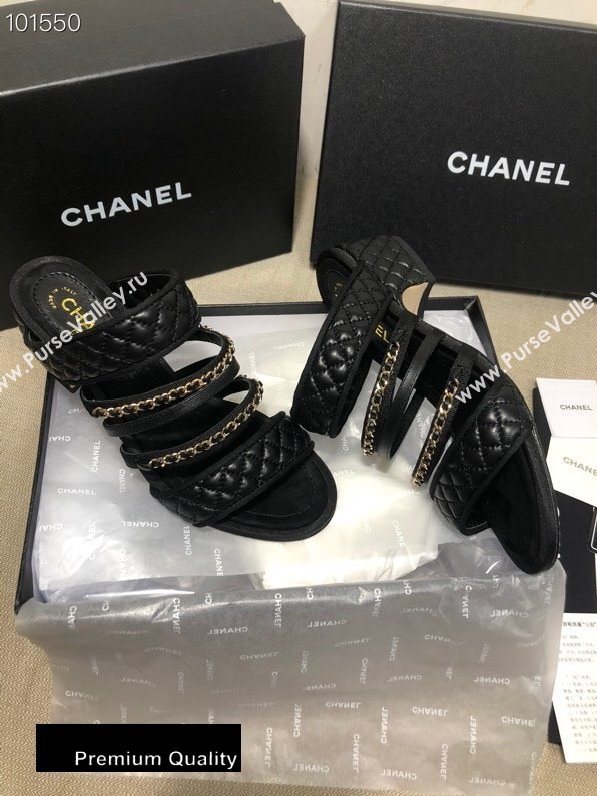 Chanel Heel 4.5cm Lambskin Chain Mules Black 2020 (gaozitai-20081421)