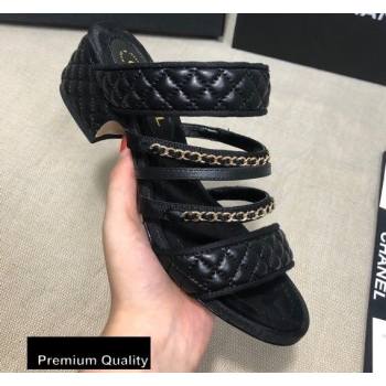 Chanel Heel 4.5cm Lambskin Chain Mules Black 2020 (gaozitai-20081421)