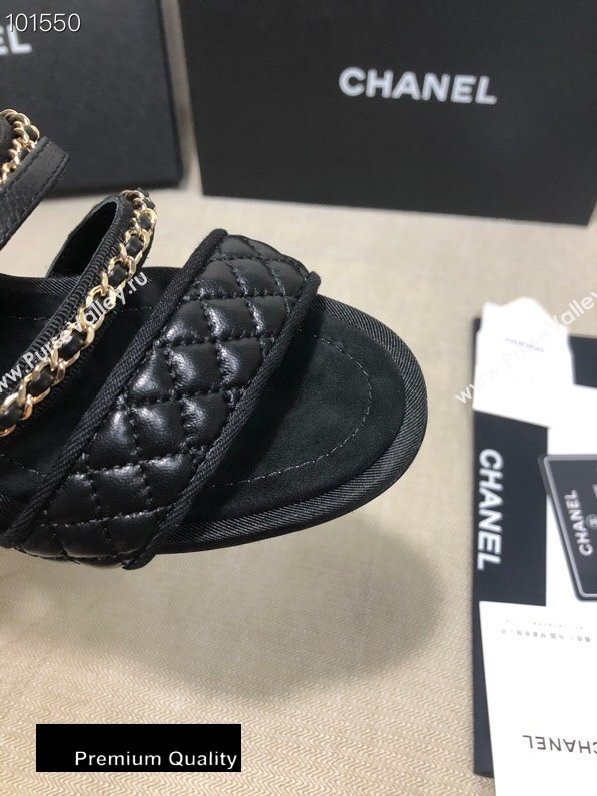 Chanel Heel 4.5cm Lambskin Chain Mules Black 2020 (gaozitai-20081421)