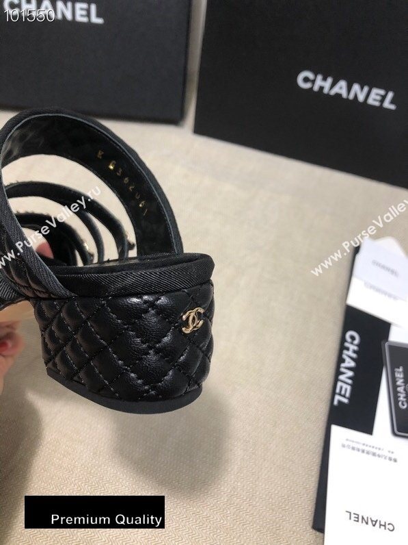 Chanel Heel 4.5cm Lambskin Chain Mules Black 2020 (gaozitai-20081421)