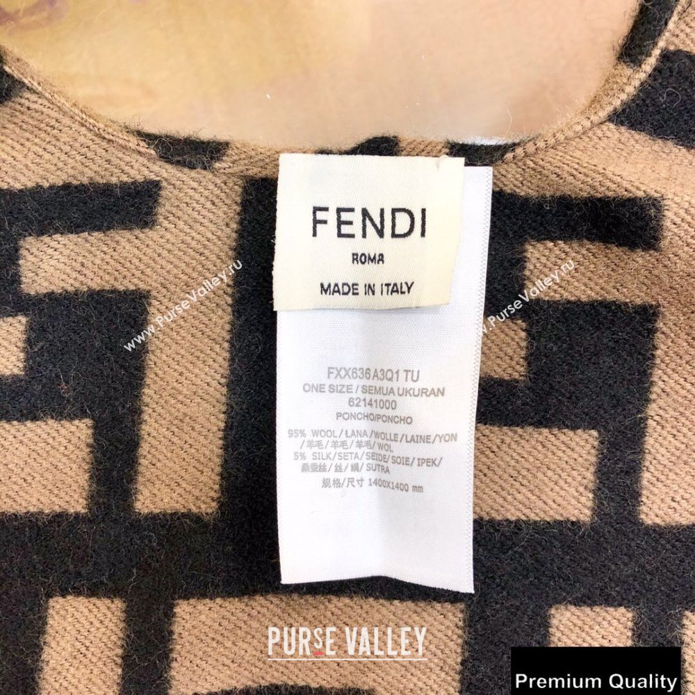 Fendi FF Print Cape Poncho Brown (wtz-20081918)