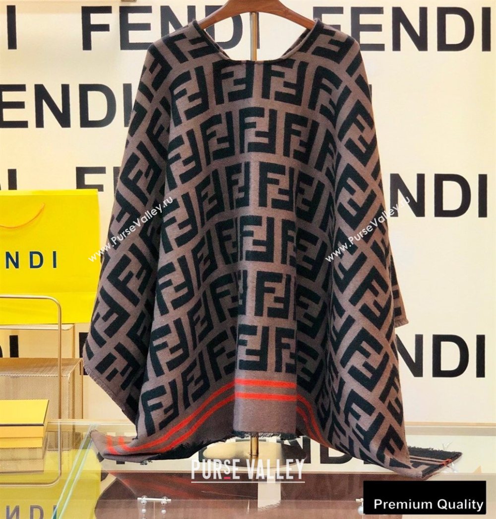 Fendi FF Print Cape Poncho Brown (wtz-20081918)