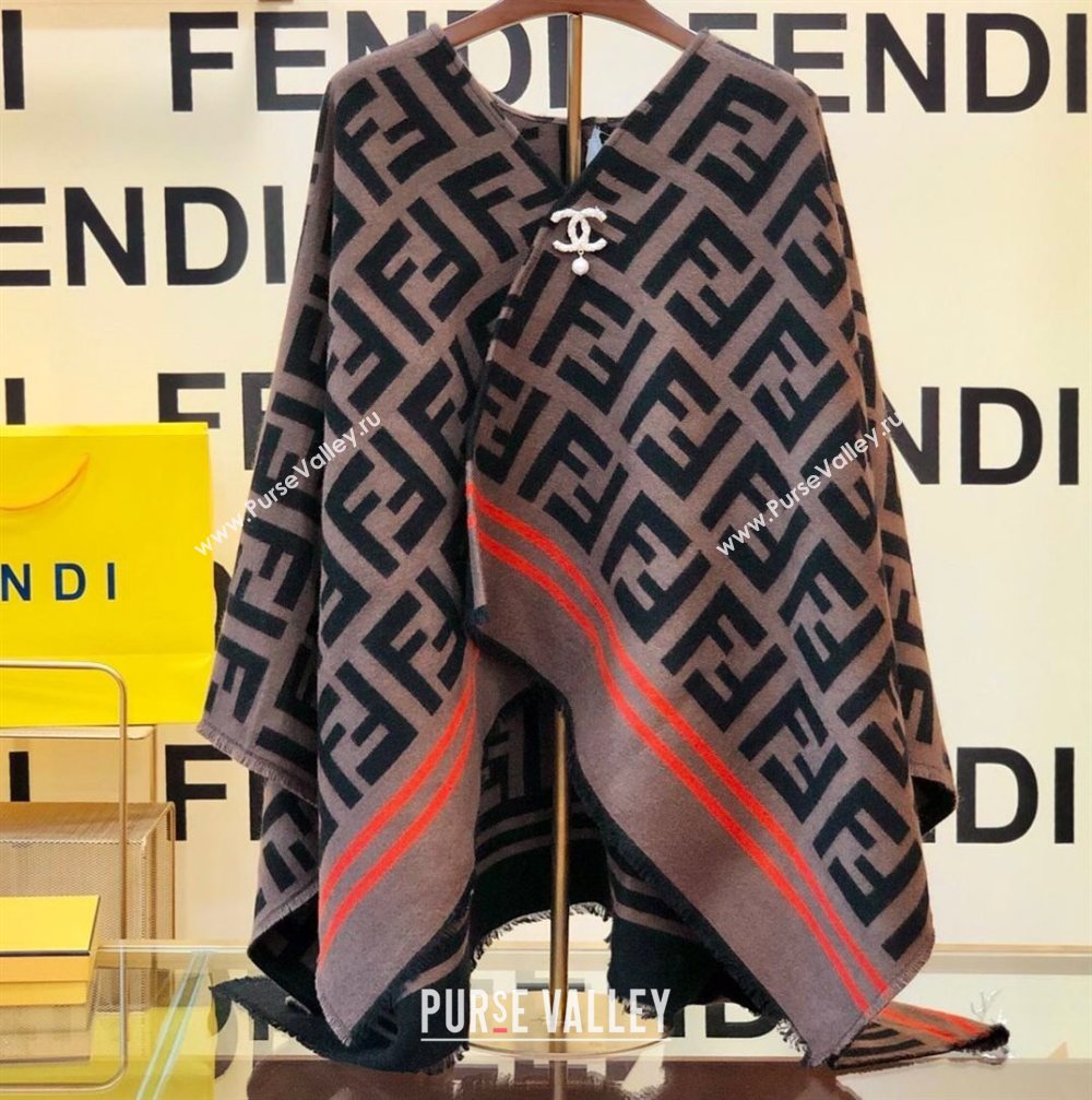 Fendi FF Print Cape Poncho Brown (wtz-20081918)