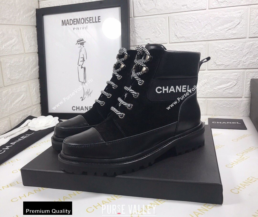 Chanel Logo Lace-Ups Ankle Boots CH10 2020 (modeng-20082210)