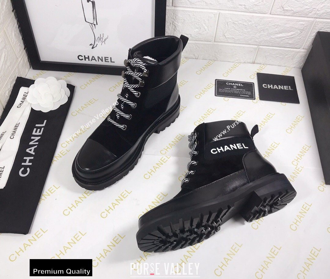 Chanel Logo Lace-Ups Ankle Boots CH10 2020 (modeng-20082210)