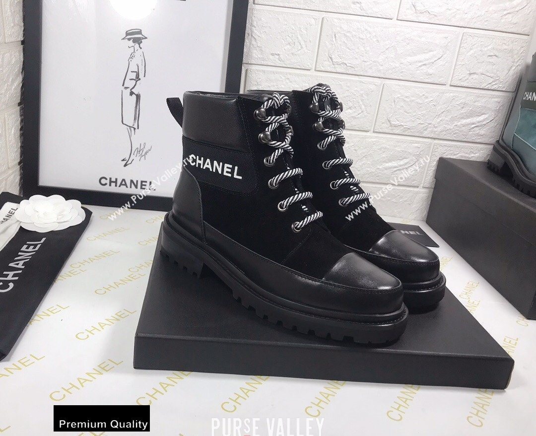 Chanel Logo Lace-Ups Ankle Boots CH10 2020 (modeng-20082210)