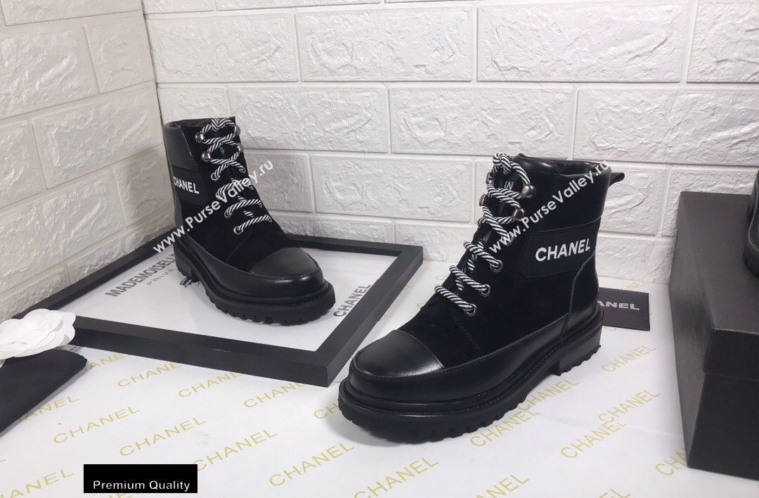 Chanel Logo Lace-Ups Ankle Boots CH10 2020 (modeng-20082210)