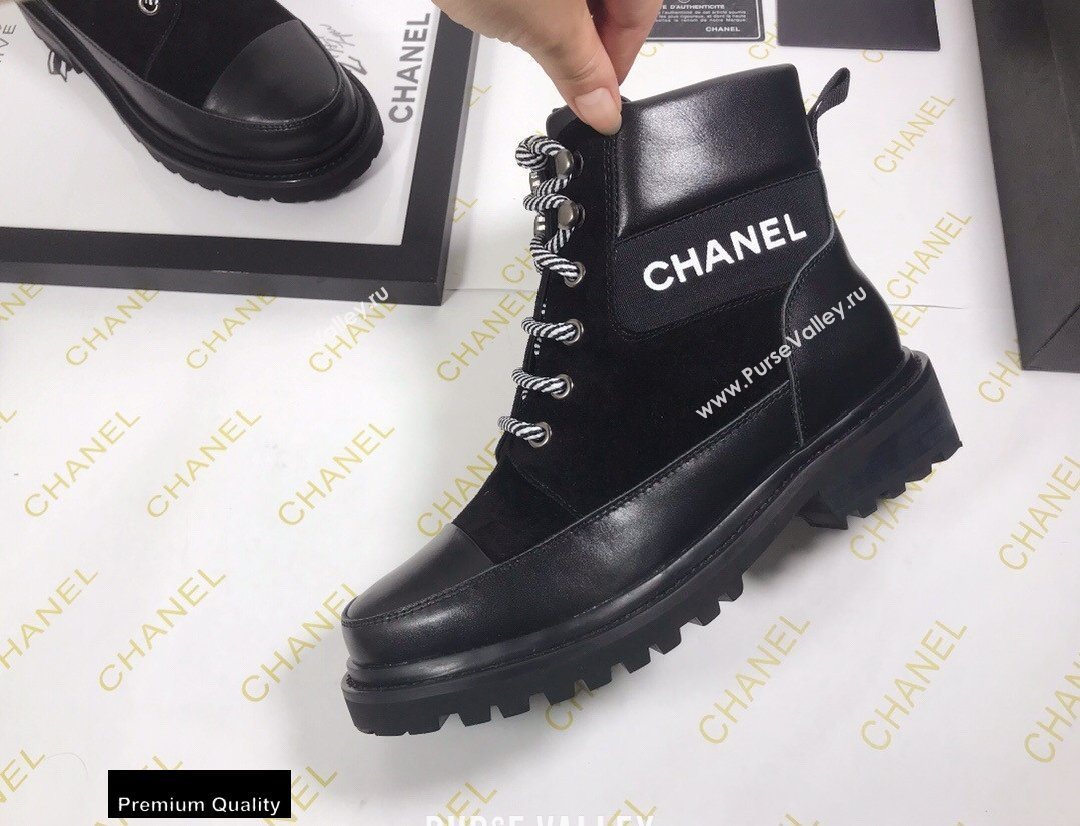 Chanel Logo Lace-Ups Ankle Boots CH10 2020 (modeng-20082210)