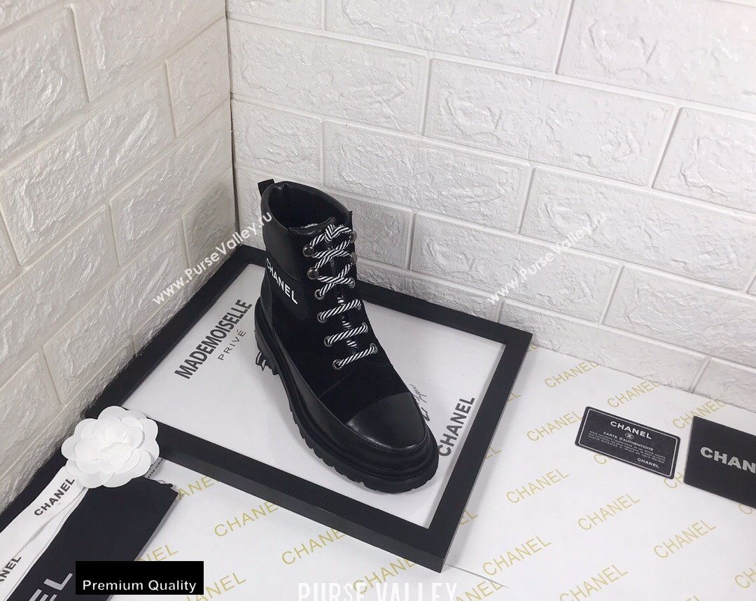 Chanel Logo Lace-Ups Ankle Boots CH10 2020 (modeng-20082210)