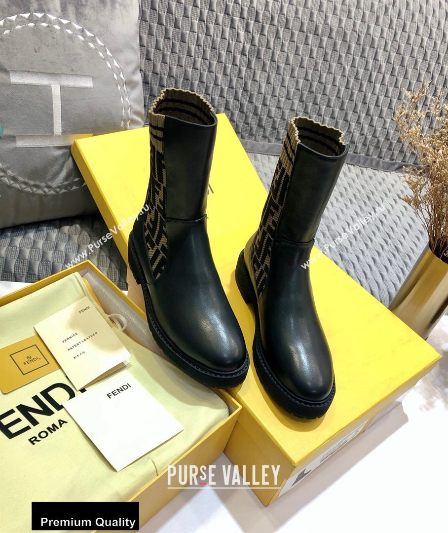 Fendi Leather Biker Ankle Boots Black/FF Logo 2020 (jincheng-20082111)