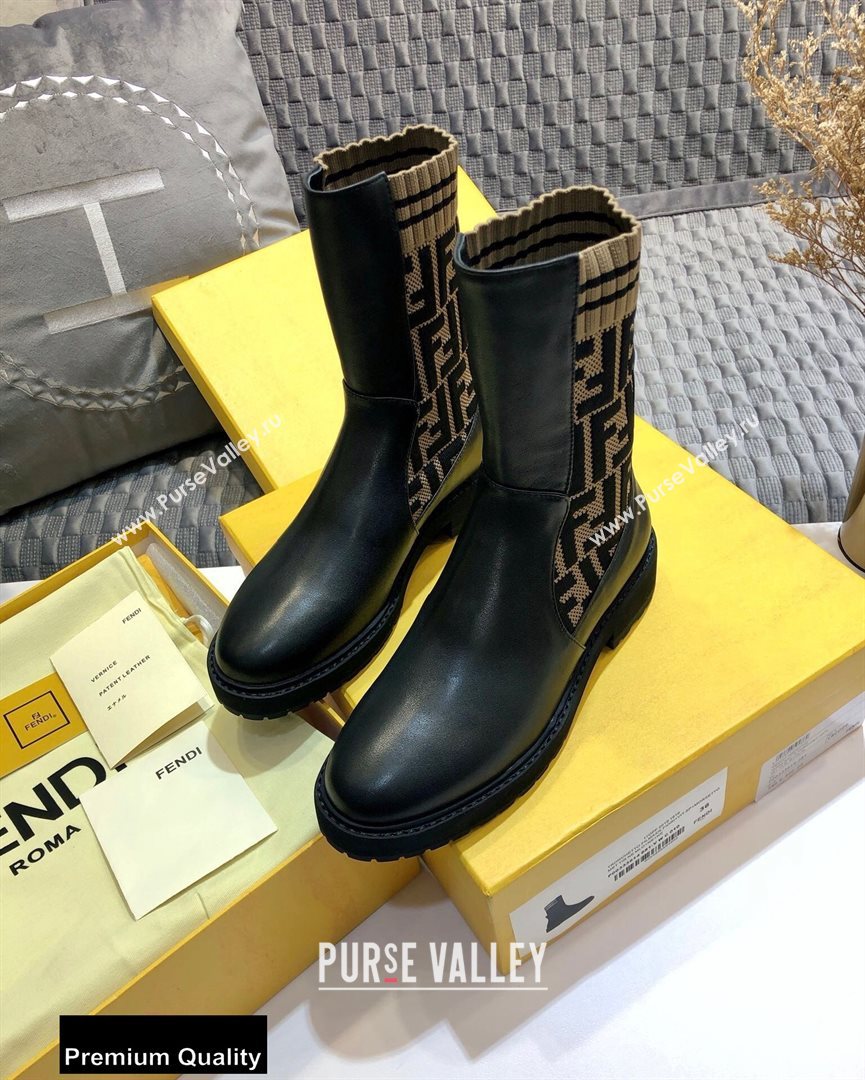 Fendi Leather Biker Ankle Boots Black/FF Logo 2020 (jincheng-20082111)