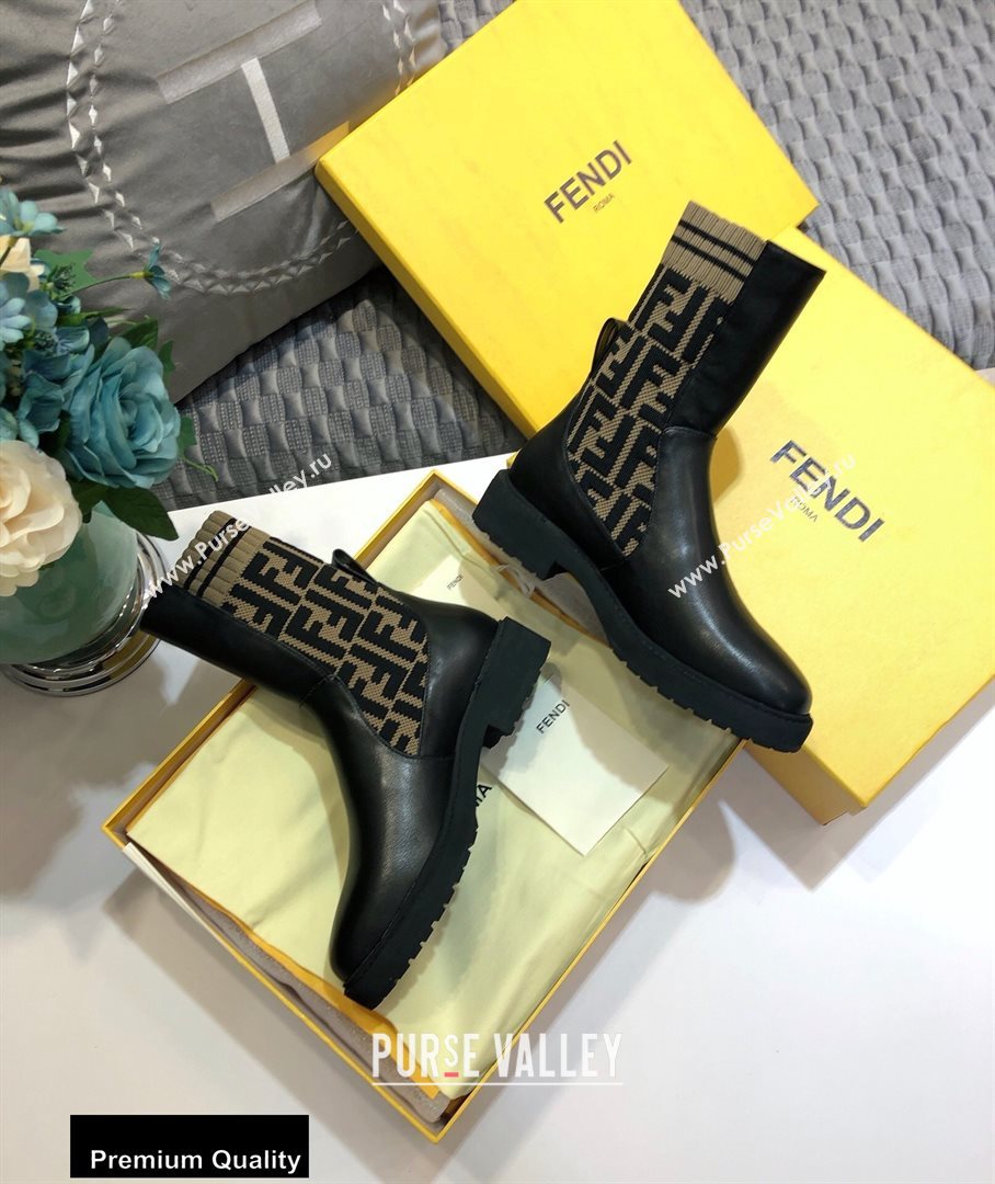 Fendi Leather Biker Ankle Boots Black/FF Logo 2020 (jincheng-20082111)