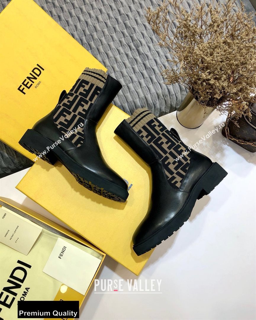 Fendi Leather Biker Ankle Boots Black/FF Logo 2020 (jincheng-20082111)