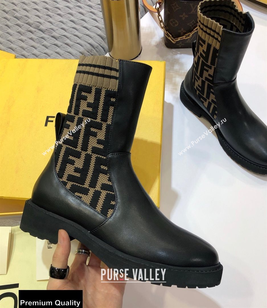 Fendi Leather Biker Ankle Boots Black/FF Logo 2020 (jincheng-20082111)